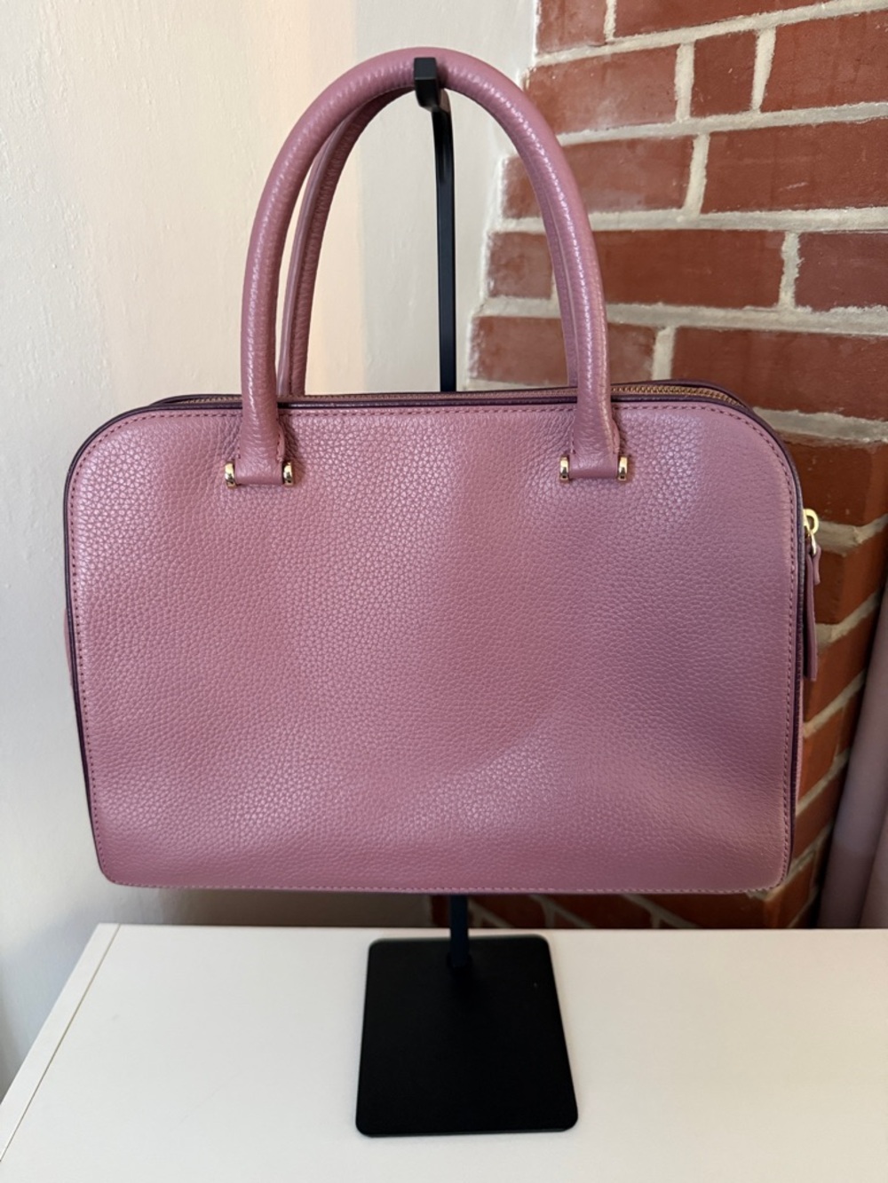 kate spade Pink Pebbled Leather Dome Satchel with Tassel - Picture 3 of 6